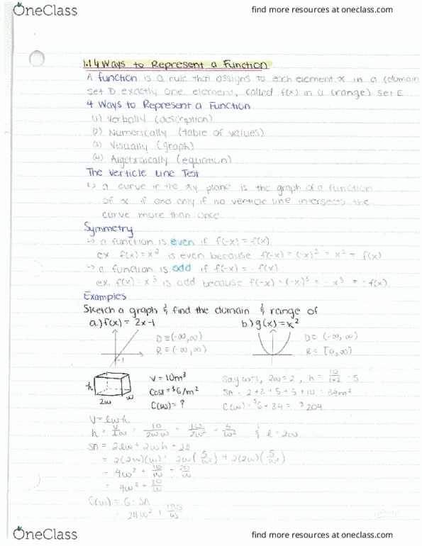 MATH 1013 Chapter Notes -Functor, Function Composition, Linear Function thumbnail