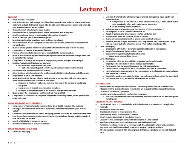 BIOA01H3 Lecture Notes - Lecture 3: Intron, Intermediate Filament, Phospholipid thumbnail