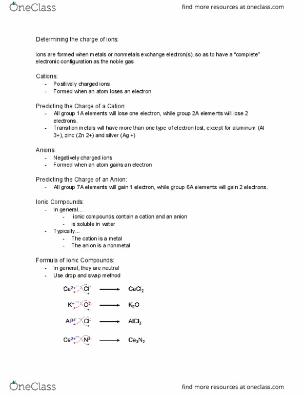 CH 110 Lecture Notes - Lecture 3: Ionic Compound, Transition Metal, Noble Gas thumbnail