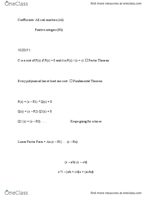 MATH-UA 121 Lecture Notes - Lecture 11: Coefficient thumbnail