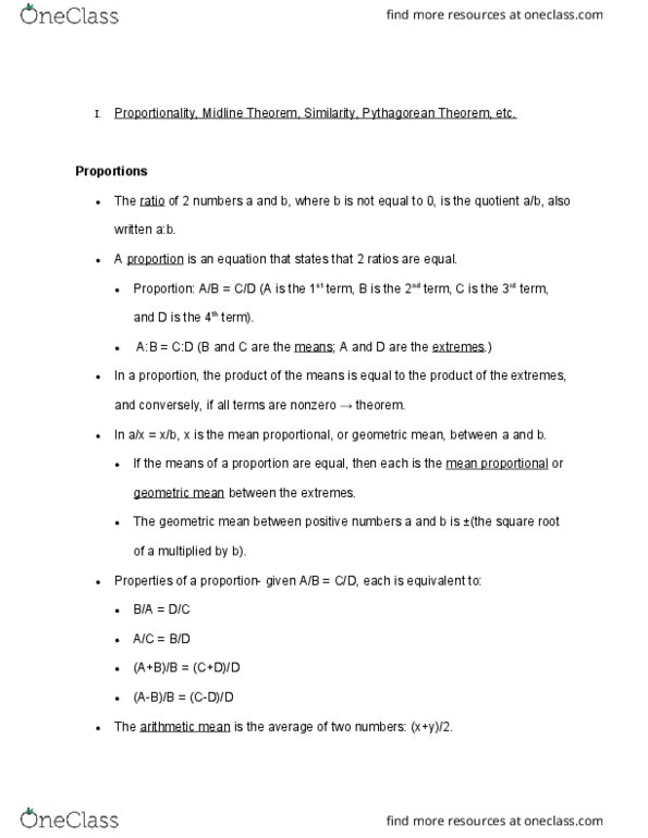 MATH-UA 121 Lecture Notes - Lecture 3: Pythagorean Theorem, Parallelogram, Quadrilateral thumbnail