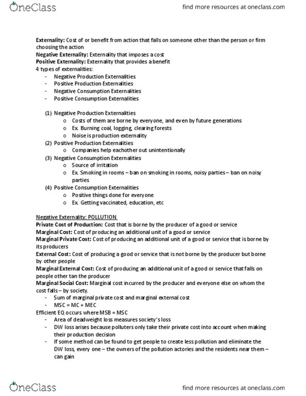 Economics 1021A/B Chapter Notes - Chapter 16: Pigovian Tax, Coase Theorem, Marginal Cost thumbnail