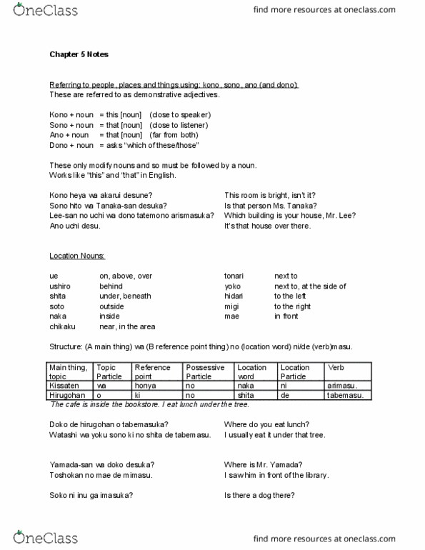 EAST 240 Chapter Notes - Chapter 5: Watashi Wa, Roku, Conditionality thumbnail