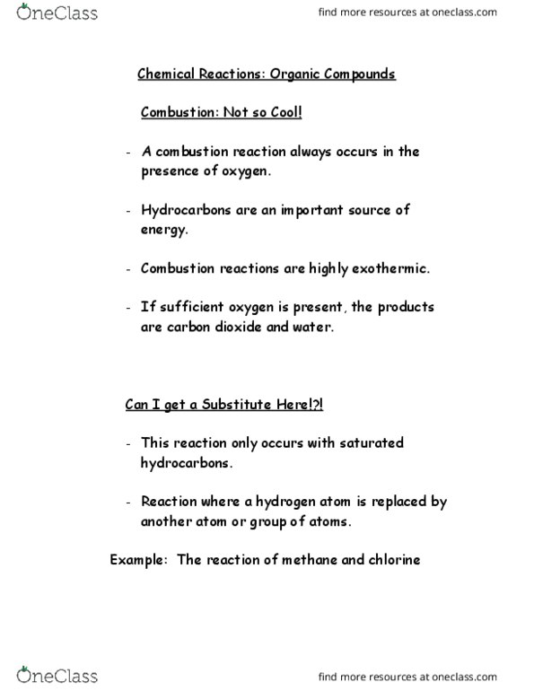 CHEM 1AA3 Lecture Notes - Lecture 3: Organochloride, Carbon Tetrachloride, Halogenation thumbnail