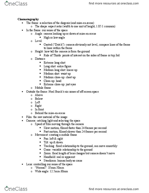 THA 2304 Lecture Notes - Lecture 4: Medium Shot, Long Shot, Time-Lapse Photography thumbnail