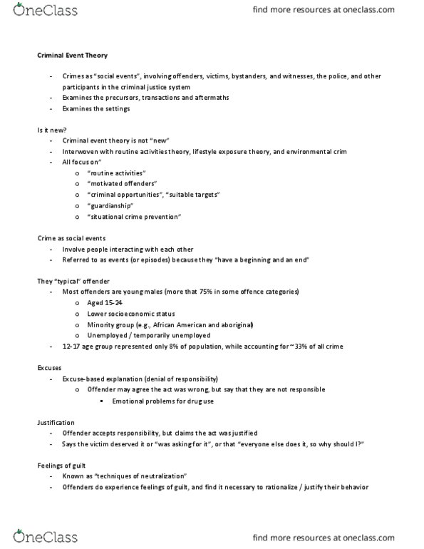 CRIM 101 Lecture Notes - Lecture 2: Minority Group, Public Intoxication, Domestic Violence thumbnail