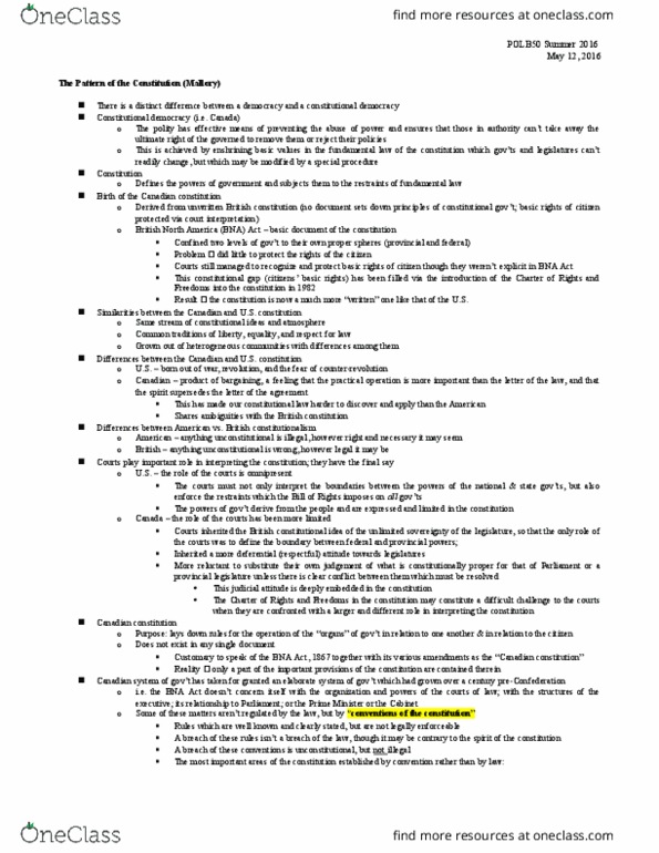 POLB50Y3 Lecture Notes - Lecture 3: Constitution Of The United Kingdom, Liberal Democracy, English Criminal Law thumbnail