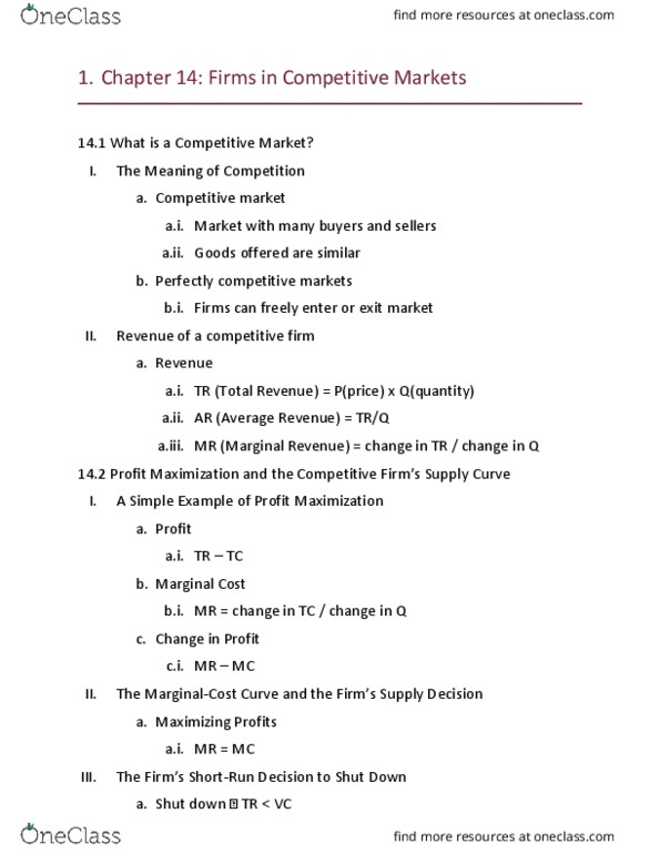 ECON 101 Chapter Notes - Chapter 14: Sunk Costs, Marginal Revenue thumbnail