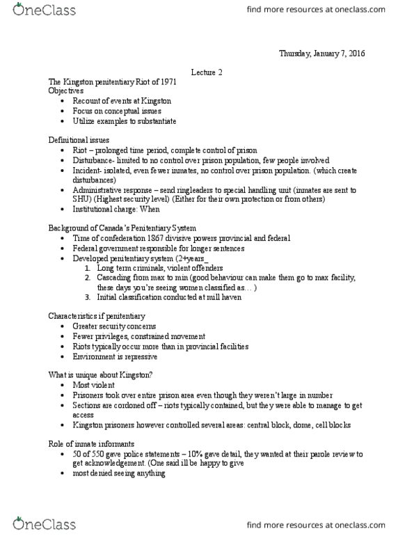 SOC229 Lecture Notes - Lecture 2: Regional Reception Centre, Complete Control, Mock Trial thumbnail