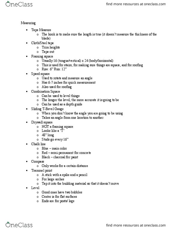 TH 2200 Lecture Notes - Lecture 10: Socket Wrench, Diagonal Pliers, Hex Key thumbnail