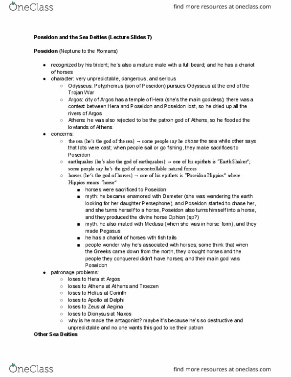 CLAS104 Lecture Notes - Lecture 7: Poseidon, Ophion, Oceanid thumbnail