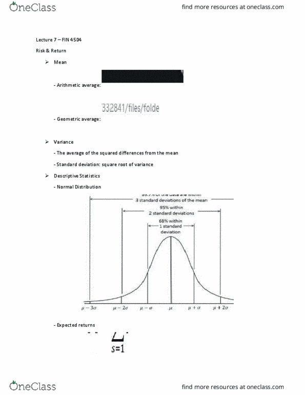 FIN 4504 Lecture Notes - Lecture 7: Expected Return, Standard Deviation, Capital Gain thumbnail