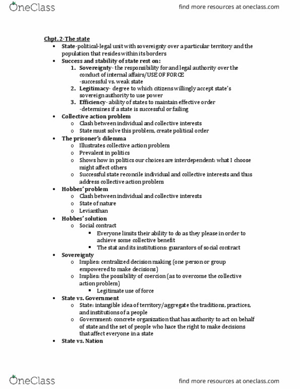 PSC 1001 Lecture Notes - Lecture 2: Collective Action, Cultural Identity, Social Contract thumbnail