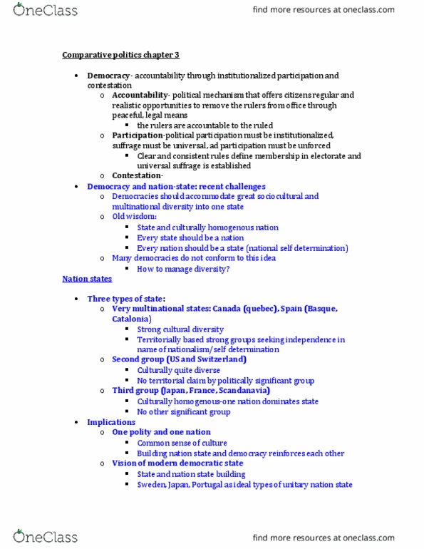 PSC 1001 Lecture Notes - Lecture 3: Scandinavia, Comparative Politics thumbnail