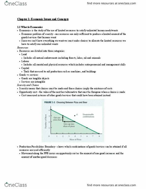 ECON 110 Chapter Notes - Chapter 1: Opportunity Cost, Market Failure, Marginal Cost thumbnail