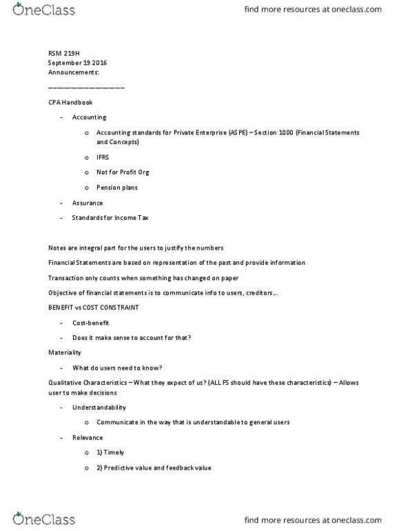 RSM219H1 Lecture Notes - Lecture 2: Financial Statement, European Cooperation In Science And Technology thumbnail