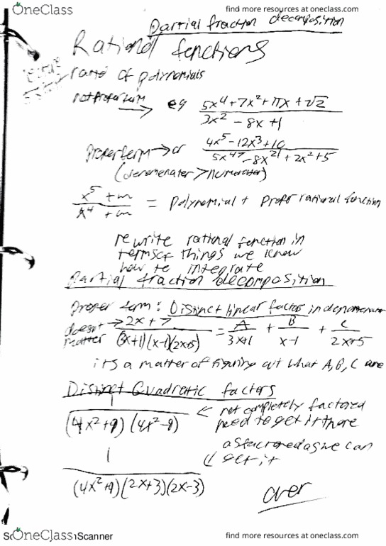 MATH 2153 Lecture 5: Partial Fraction Decomposition thumbnail