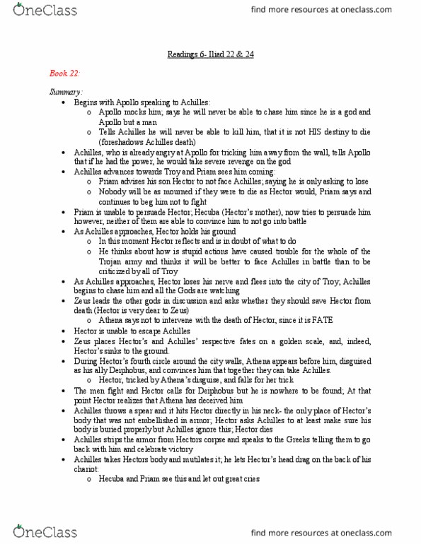 CLASSICS 1B03 Chapter Notes - Chapter Book 22: Deiphobus thumbnail