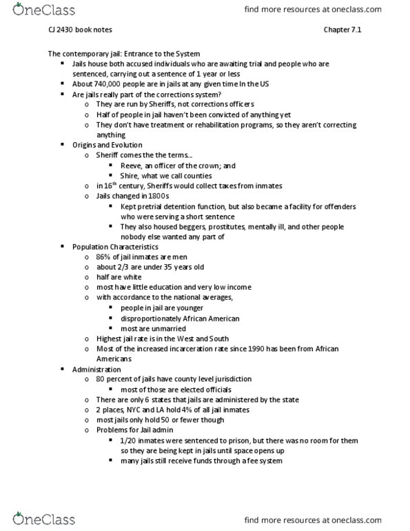 CJ 2430 Chapter 7.1: CJ 2430 book notes chapter 7.1 thumbnail