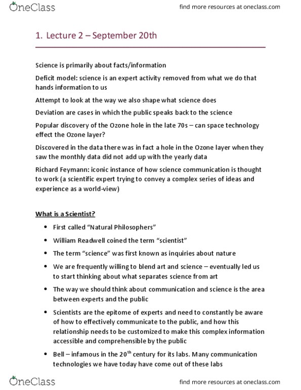 COMS 2500 Lecture Notes - Lecture 1: Ozone Depletion, Ozone Layer, Socratic Method thumbnail