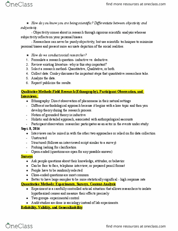 SYB 110 Lecture Notes - Lecture 2: Grounded Theory, Participant Observation, Social Reproduction thumbnail