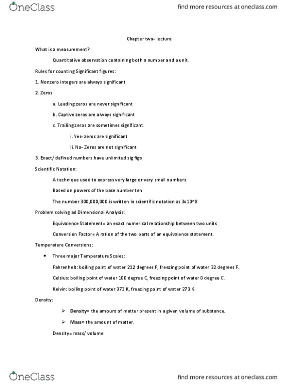 CHEM 1104 Lecture Notes - Lecture 3: Problem Solving, Boiling Point, Trailing Zero thumbnail