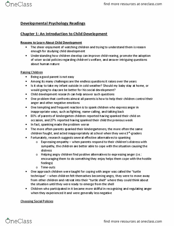 PSYC 2500 Chapter Notes - Chapter 1: Inter-Rater Reliability, Scientific Method, Longitudinal Study thumbnail