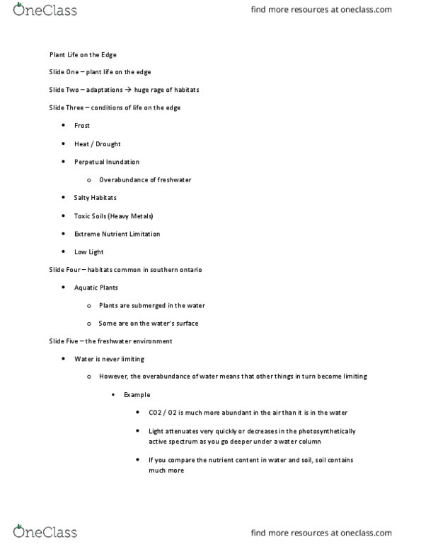 BIOA01H3 Lecture Notes - Lecture 12: Transpiration, Eichhornia Crassipes, Ground Tissue thumbnail