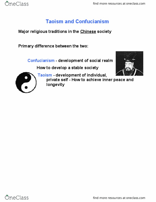 REL 1510 Chapter Notes - Chapter 10: Taoism, Filial Piety, Analects thumbnail