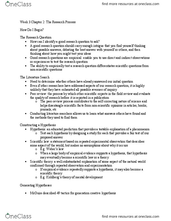 PSYB01H3 Chapter Notes - Chapter 2: Operational Definition, Longitudinal Study, Dependent And Independent Variables thumbnail