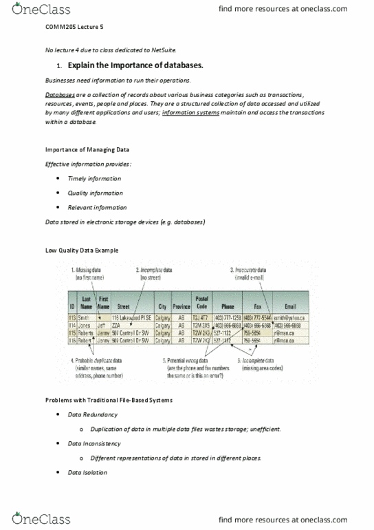 COMM 205 Lecture Notes - Lecture 5: Foreign Key, Referential Integrity, Sql thumbnail