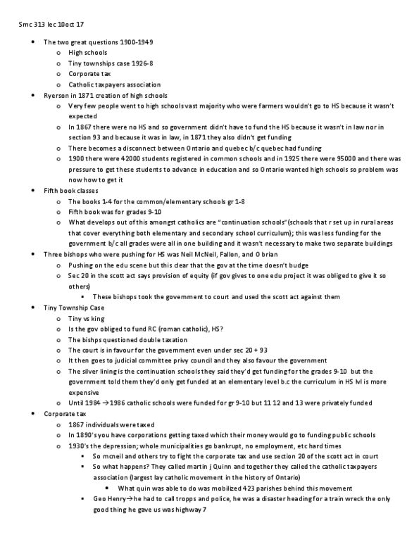 SMC315H1 Lecture Notes - Double Taxation, Mitchell Hepburn, Corporate Tax thumbnail