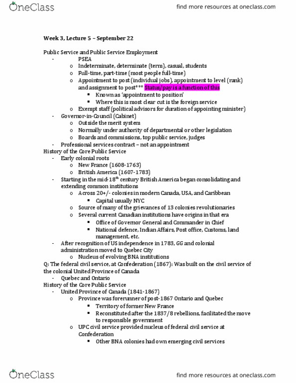 PAP 3340 Lecture Notes - Lecture 5: Federal Accountability Act, Scientific Management, Chicago Plan thumbnail