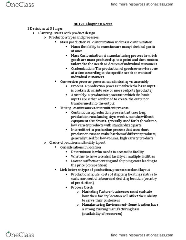 BU121 Chapter Notes - Chapter 8: Quick Change, Cellular Manufacturing, Computer-Aided Design thumbnail