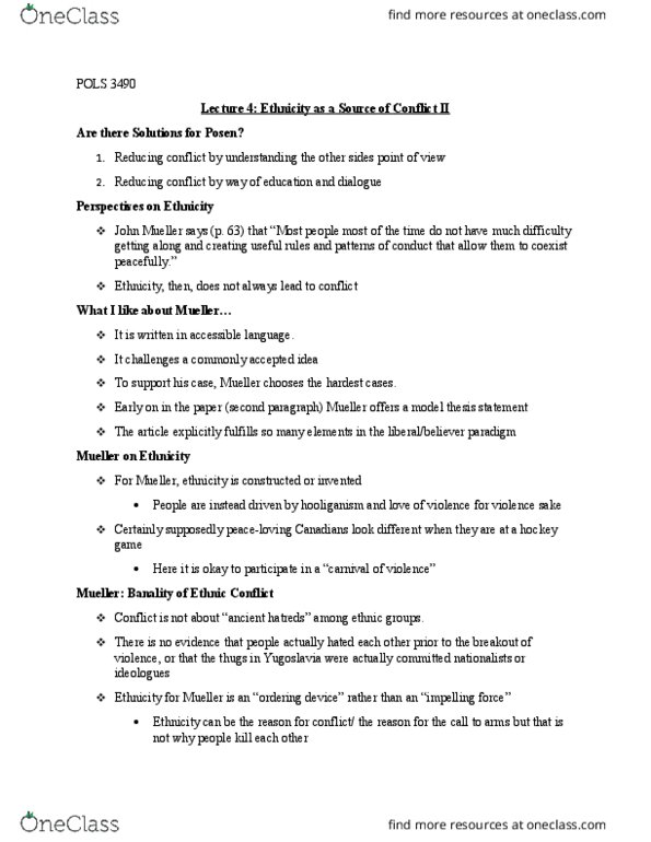 POLS 3490 Lecture Notes - Lecture 5: Force Works, Hegemony, John Mueller thumbnail