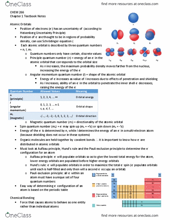 CHEM266 Chapter Notes - Chapter 1: Entropy, Linear Combination Of Atomic Orbitals, Hydrogen Bond thumbnail