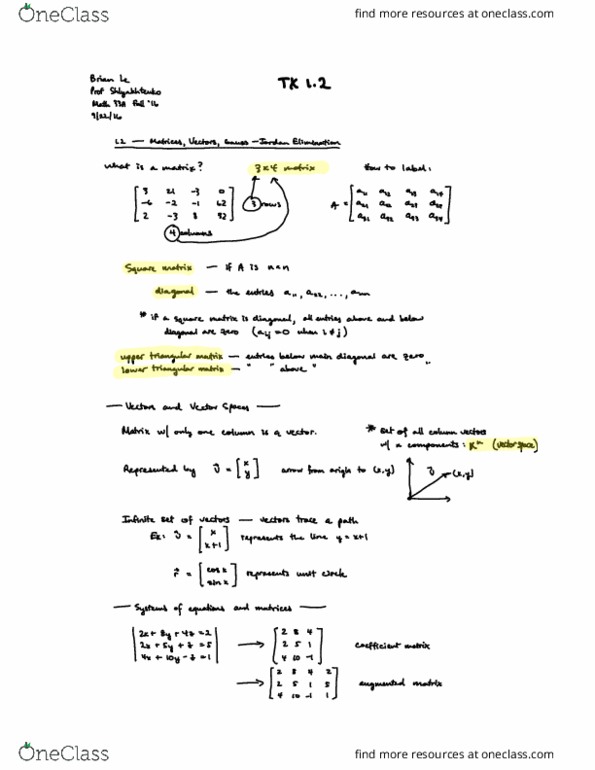 MATH 33A Chapter 1.2: Matrices, Vectors, Gauss-Jordan Elimination thumbnail