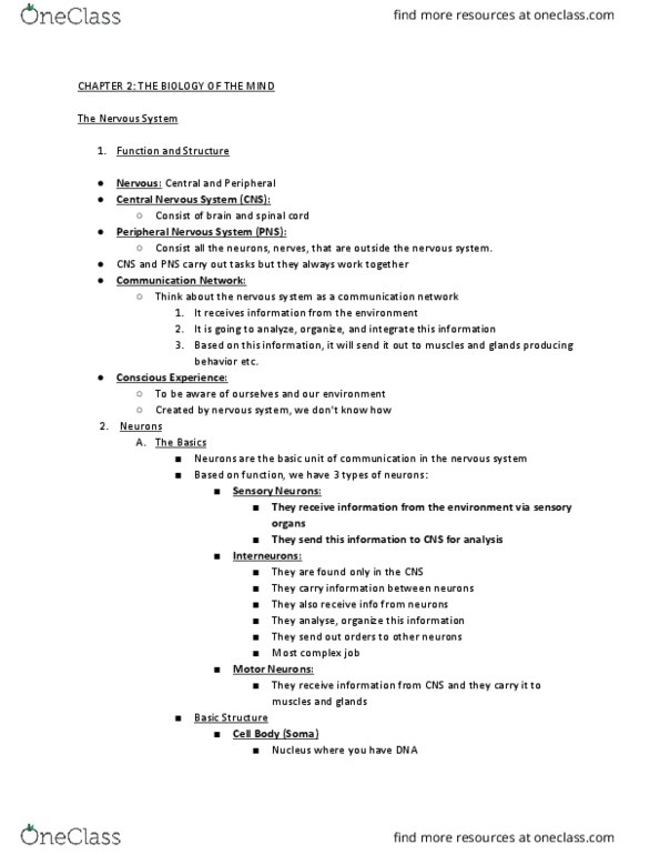 PSY 1101 Lecture Notes - Lecture 4: Reuptake, Volt thumbnail