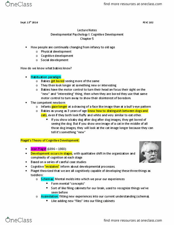 PSYC 102 Lecture Notes - Lecture 1: Peekaboo, Genetic Predisposition, Attachment In Adults thumbnail