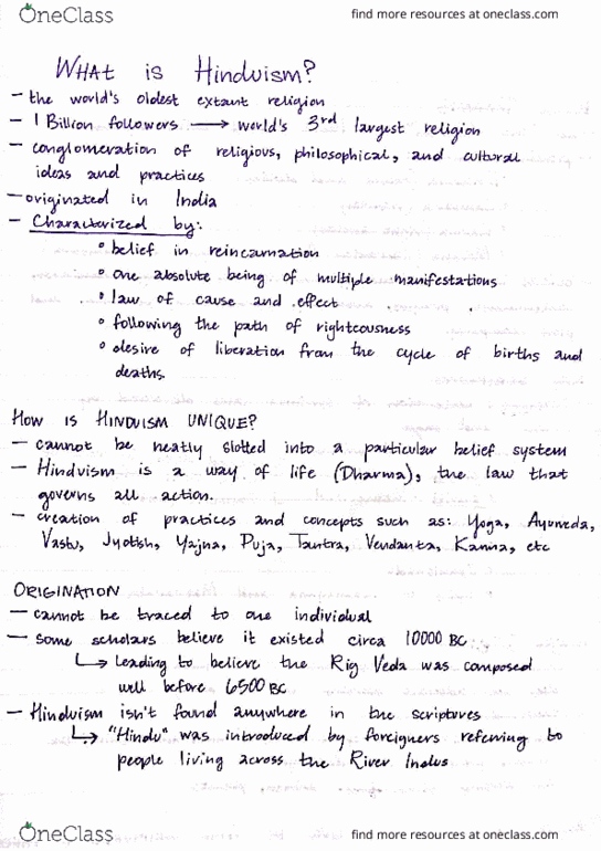 REL 101 Lecture Notes - Lecture 1: Smriti, Ayurveda, Rigveda thumbnail