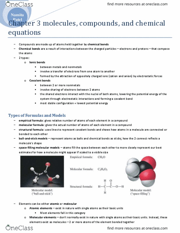 CHMA10H3 Chapter Notes - Chapter 3: Nsb Di 2, Oxyanion, Molar Mass thumbnail