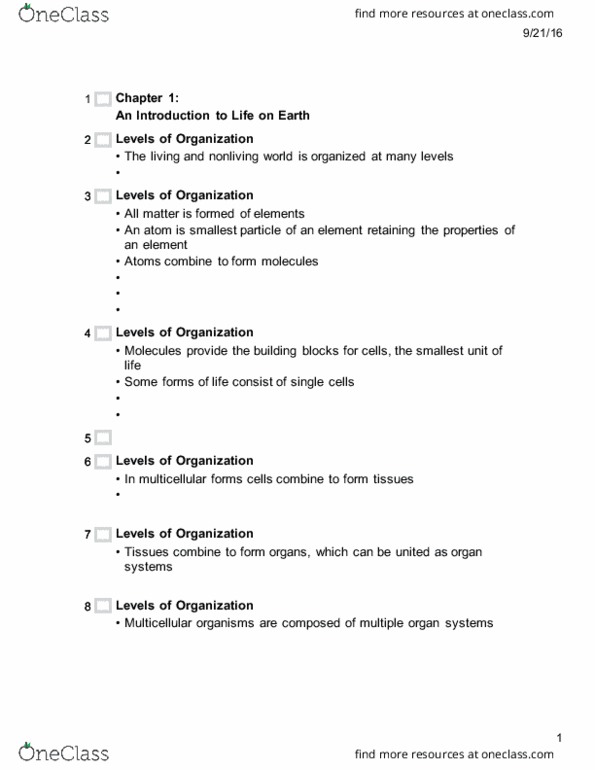 BIO 101 Lecture Notes - Lecture 2: Cell Membrane, Prokaryote, Homeostasis thumbnail