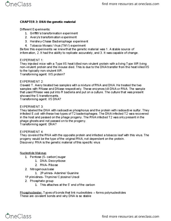 BIL 250 Chapter Notes - Chapter 2: Nucleoid, Tandem Repeat, Small Interfering Rna thumbnail