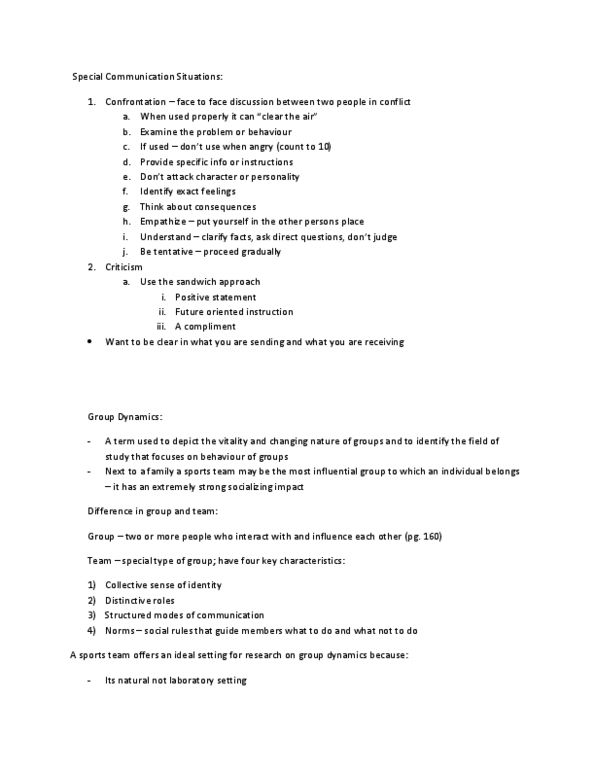 Kinesiology 1088A/B Lecture Notes - Group Dynamics, Team Unity, Positive Statement thumbnail