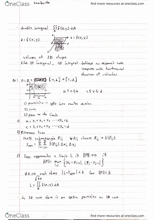 MATH 32B Lecture Notes - Lecture 1: Multiple Integral thumbnail