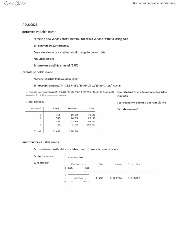 POLS 0825 Lecture Notes - Lecture 1: Standard Deviation, Standard Score, Histogram thumbnail