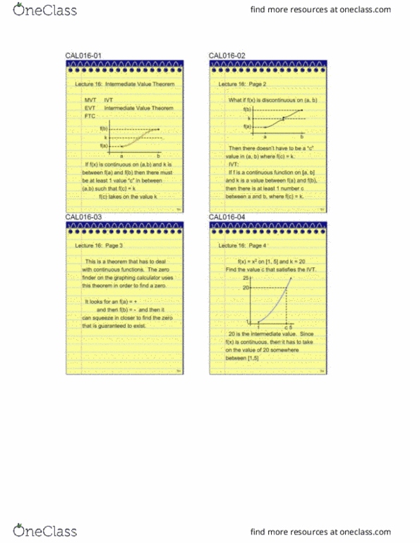 MATH 1150 Lecture Notes - Lecture 16: Intermediate Value Theorem, Graphing Calculator thumbnail