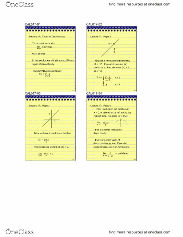 MATH 1150 Lecture Notes - Lecture 17: Classification Of Discontinuities, Continuous Function, Asymptote thumbnail