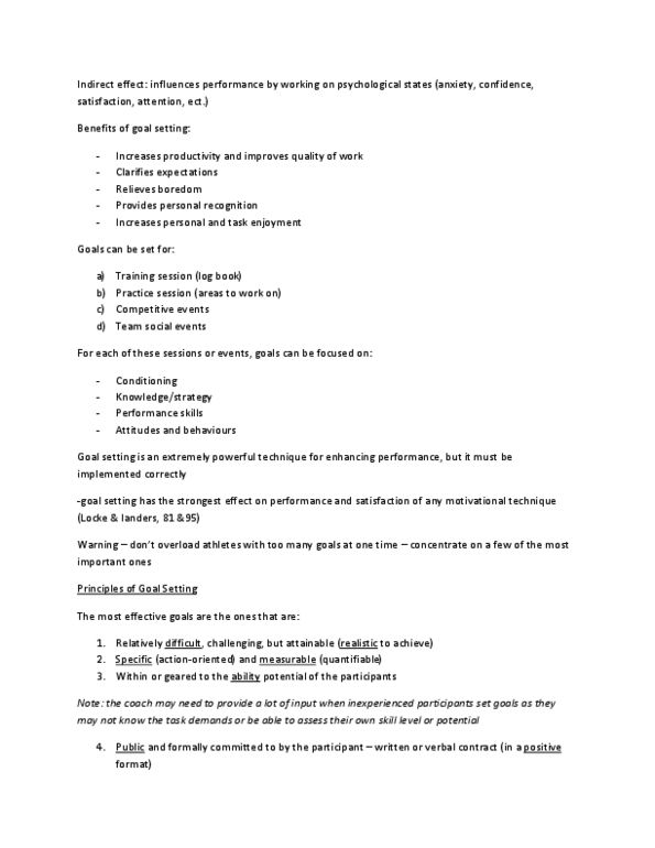 Kinesiology 1088A/B Lecture Notes - Goal Setting thumbnail