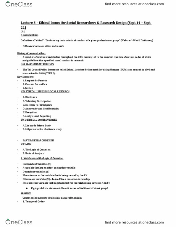 SOCIOL 2Z03 Lecture Notes - Lecture 3: Ecological Fallacy, Cultural Artifact, Dependent And Independent Variables thumbnail